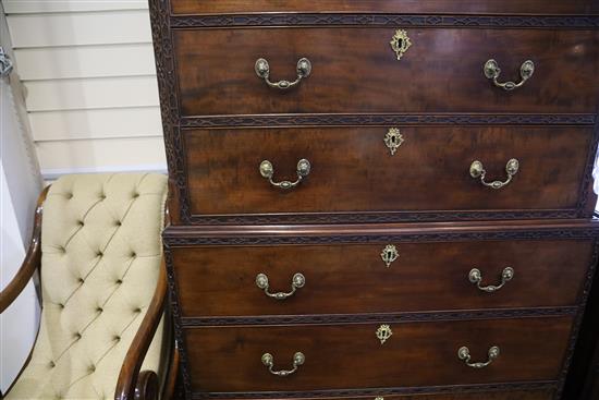 A George III mahogany chest on chest, W.3ft 9in. D.1ft 10in. H.6ft 10in.